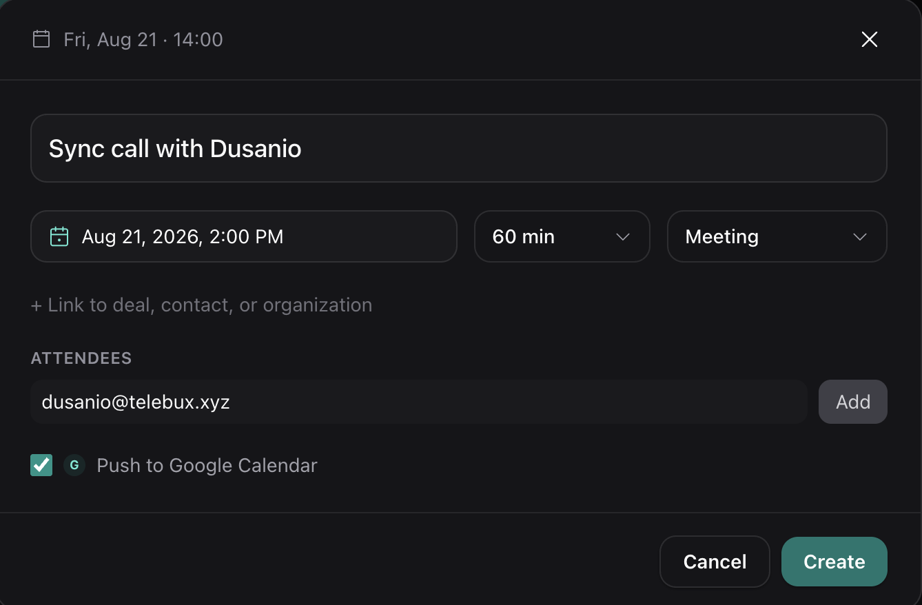 Event creation